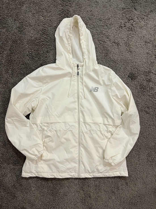 New Balance Jackets & Blazers - New Balance Cream White Hooded Windbreaker Jacket